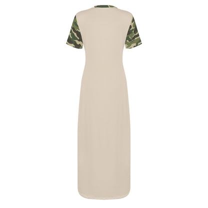 ANB Womens Short Sleeve Dress Casual All Over Print Tshirt Long Dresses