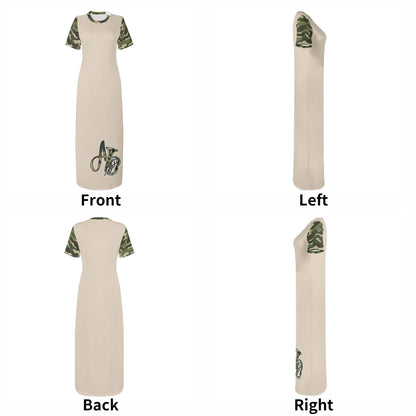 ANB Womens Short Sleeve Dress Casual All Over Print Tshirt Long Dresses