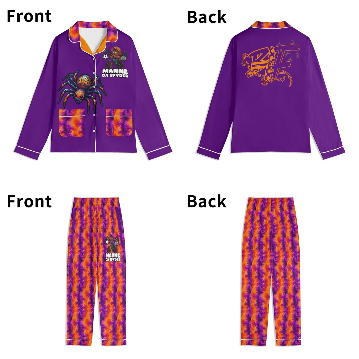 Blk Insct Famili Unisex Long Sleeve Adult Pajama Set