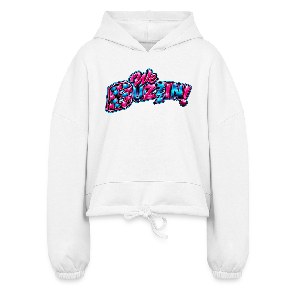 We Buzzin Women’s Cropped Hoodie - white