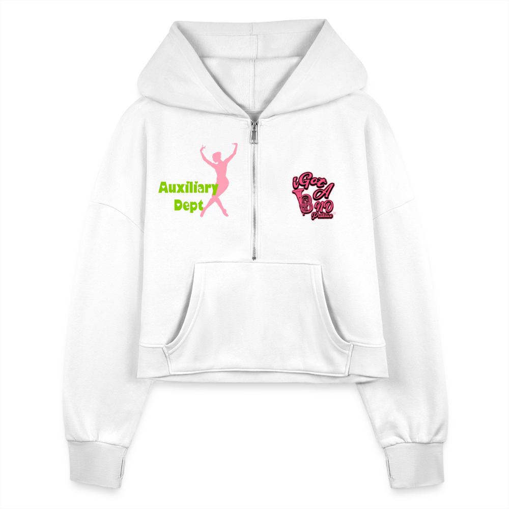iGot Band Praktice Women's Half Zip Cropped Hoodie - white