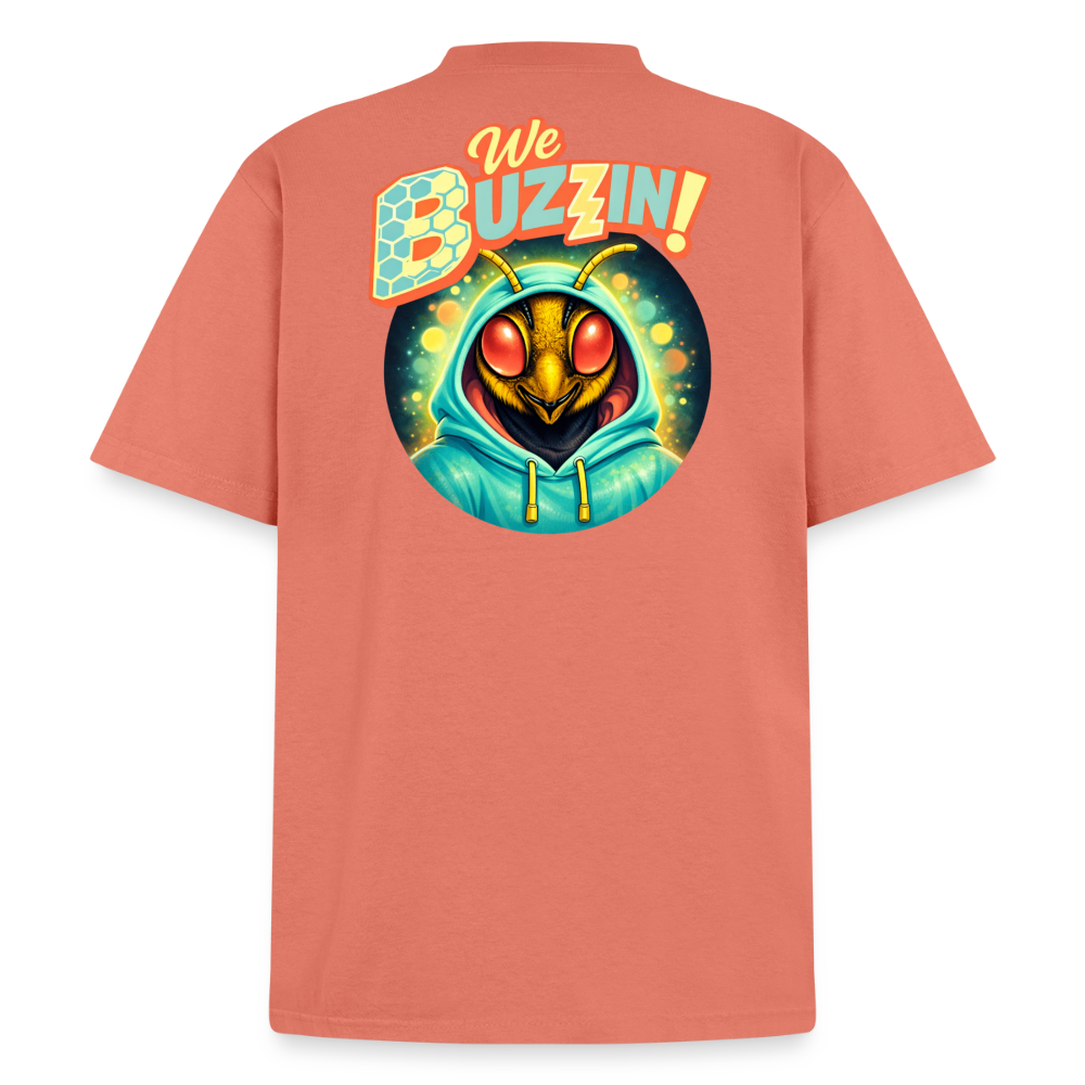 We Buzzin Heavyweight Washed Unisex T-Shirt - peach