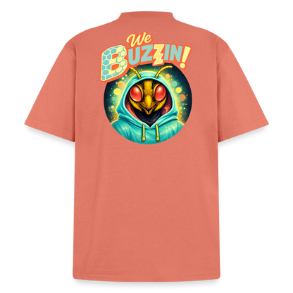 We Buzzin Heavyweight Washed Unisex T-Shirt - peach