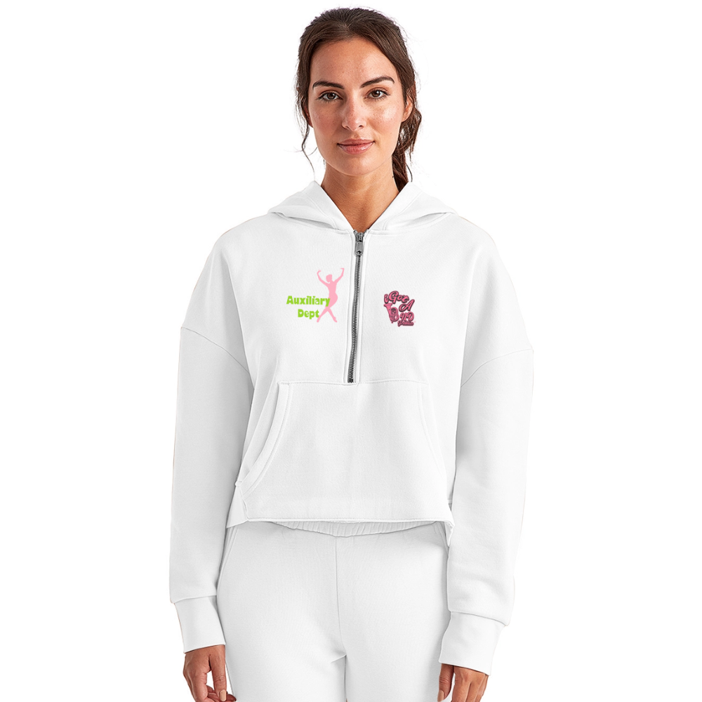 iGot Band Praktice Women's Half Zip Cropped Hoodie - white