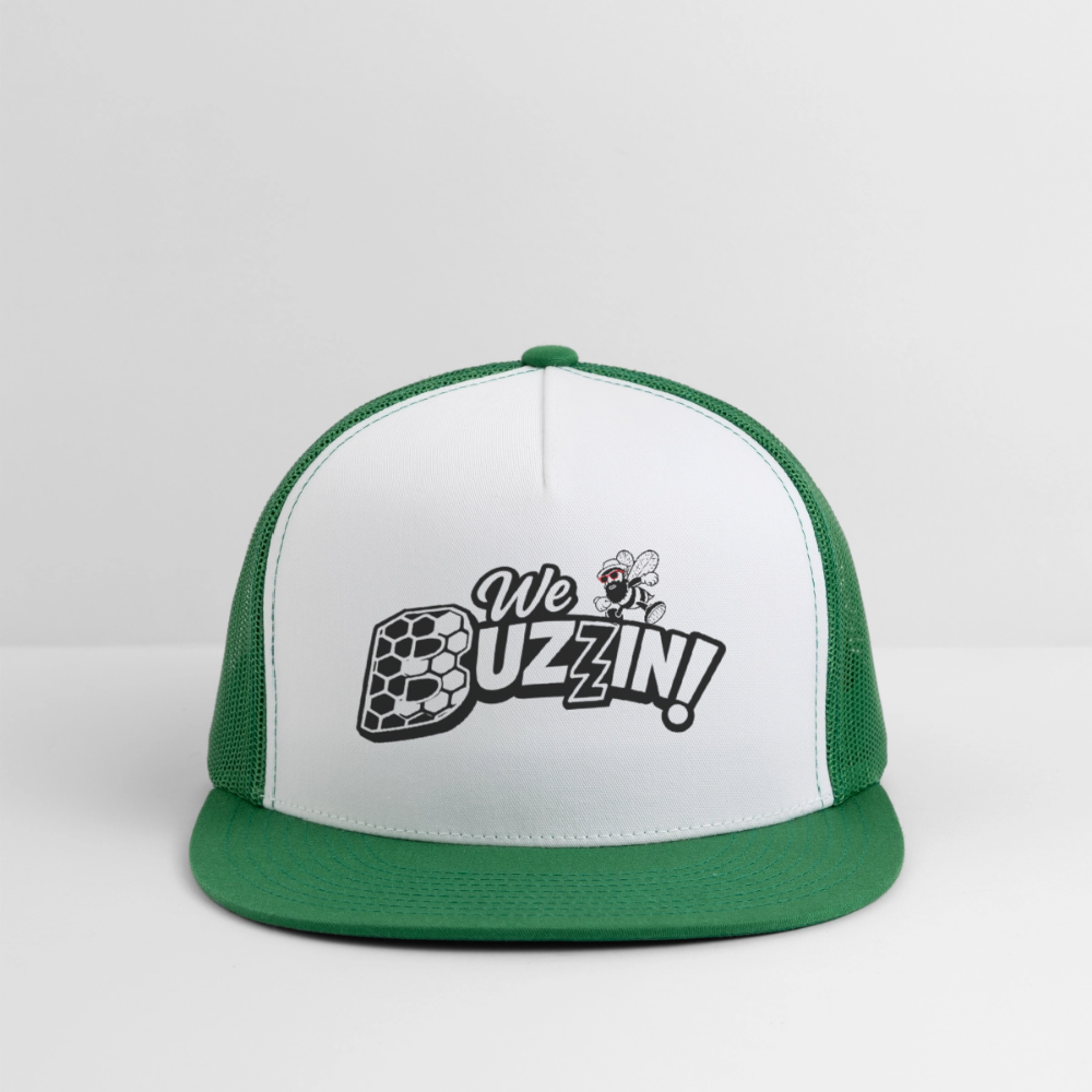 We Buzzin Trucker Hat - white/kelly green