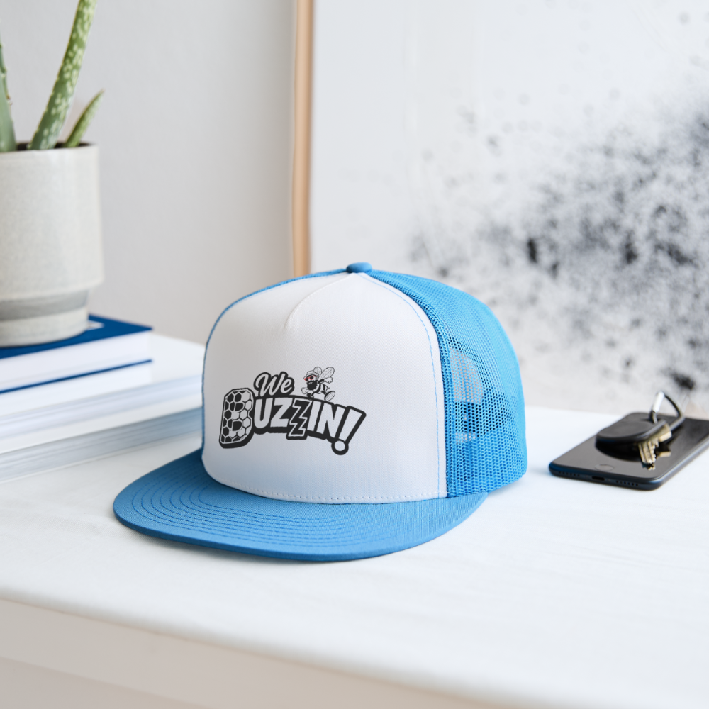 We Buzzin Trucker Hat - white/blue