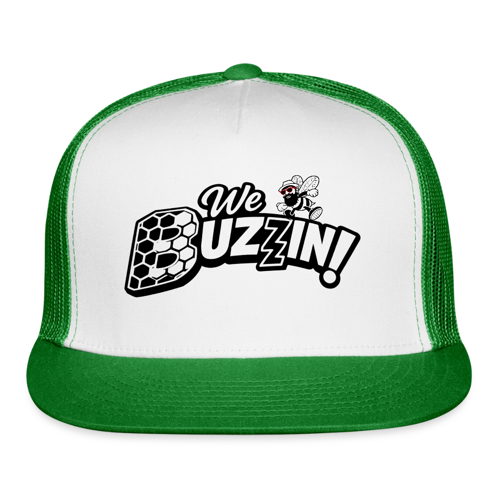 We Buzzin Trucker Hat - white/kelly green