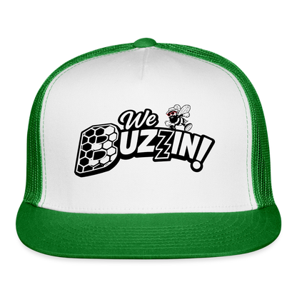We Buzzin Trucker Hat - white/kelly green