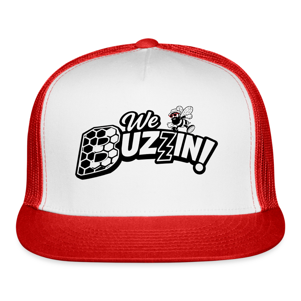 We Buzzin Trucker Hat - white/red