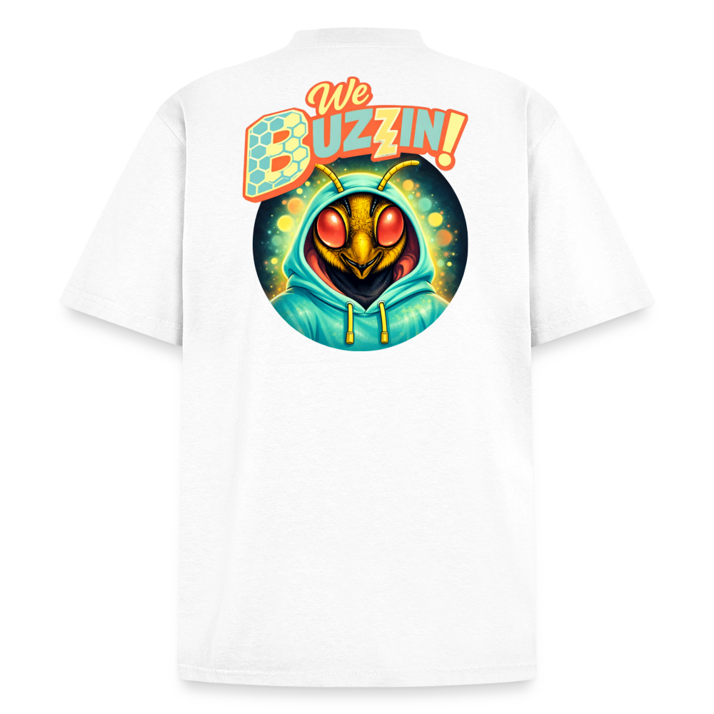 We Buzzin Heavyweight Washed Unisex T-Shirt - white