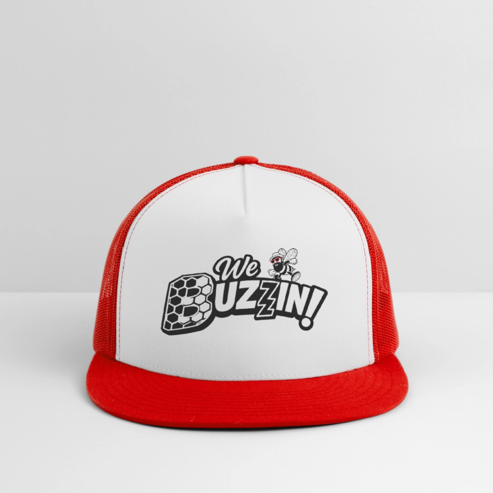 We Buzzin Trucker Hat - white/red