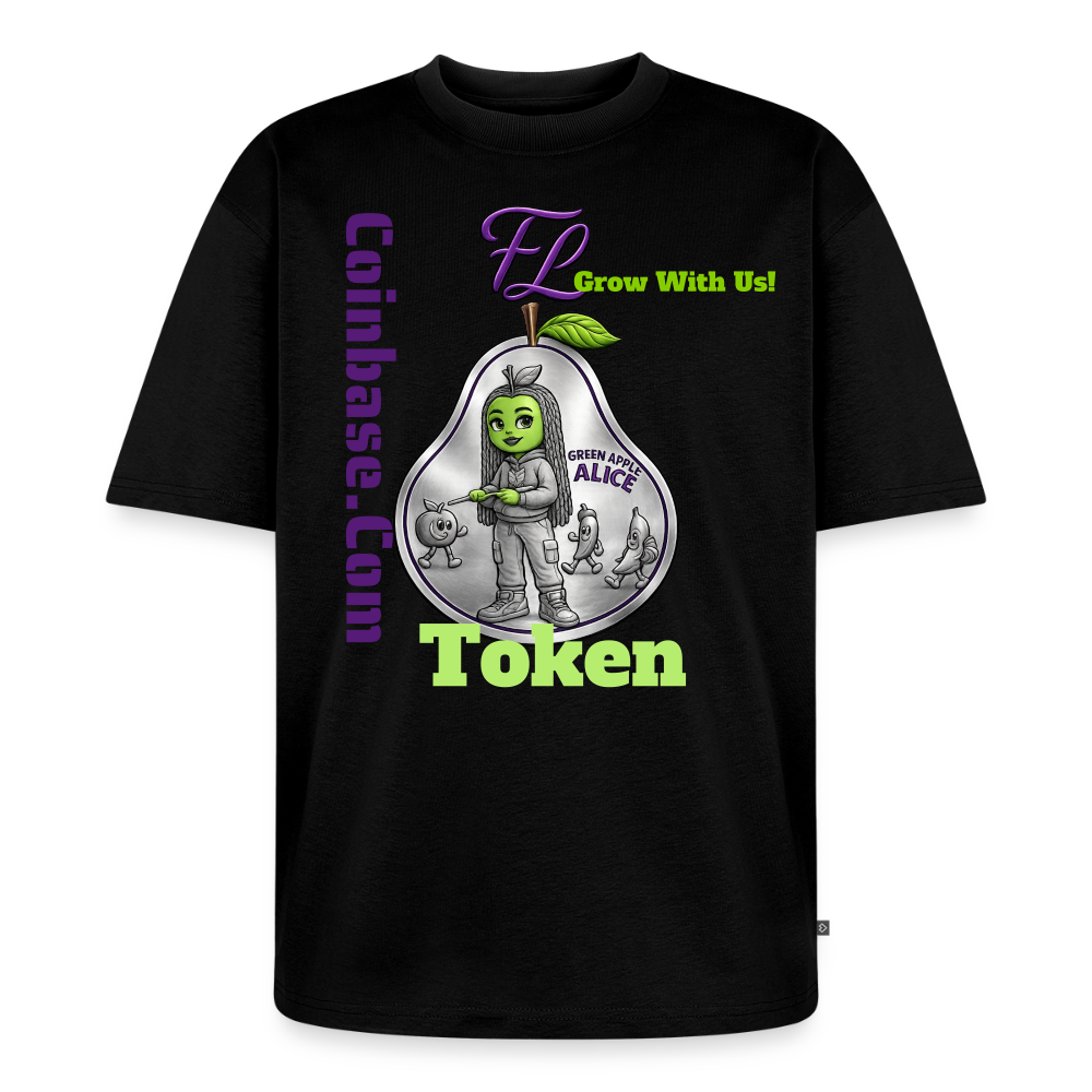 Green Apple Alice Women's Oversized Organic T-Shirt - black