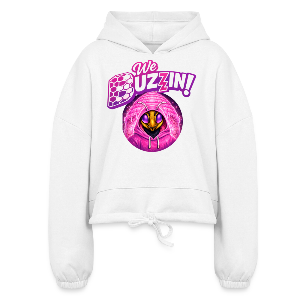 We Buzzin Women’s Cropped Hoodie - white