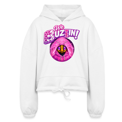 We Buzzin Women’s Cropped Hoodie - white