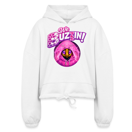 We Buzzin Women’s Cropped Hoodie - white