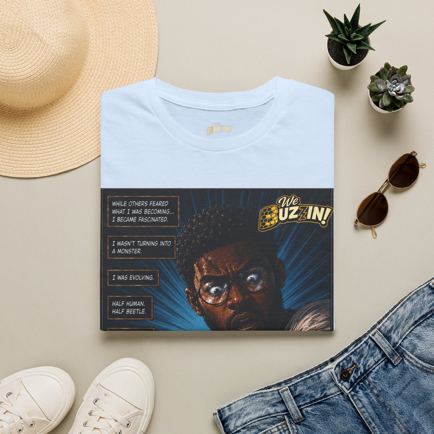 I Bee Incredible Orgins T-Shirt — “We Buzz In” Retro Comic Portrait Tee