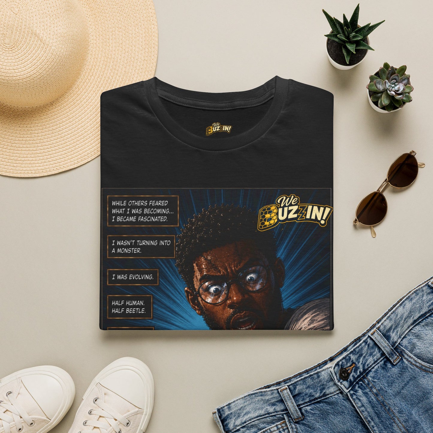 I Bee Incredible Orgins T-Shirt — “We Buzz In” Retro Comic Portrait Tee