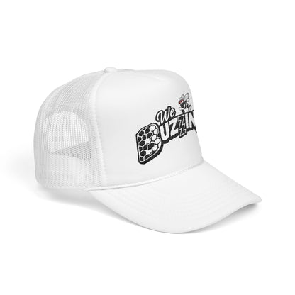 We Buzzin! Bee Graphic Trucker Hat | Honeycomb Logo Mesh Cap