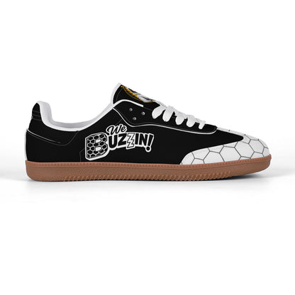 We Buzzin Classic White Retro Court Sneaker — Gum Sole Edition