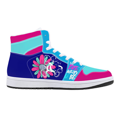 Bee Who U Be High-Top Synthetic Leather Sneakers - White