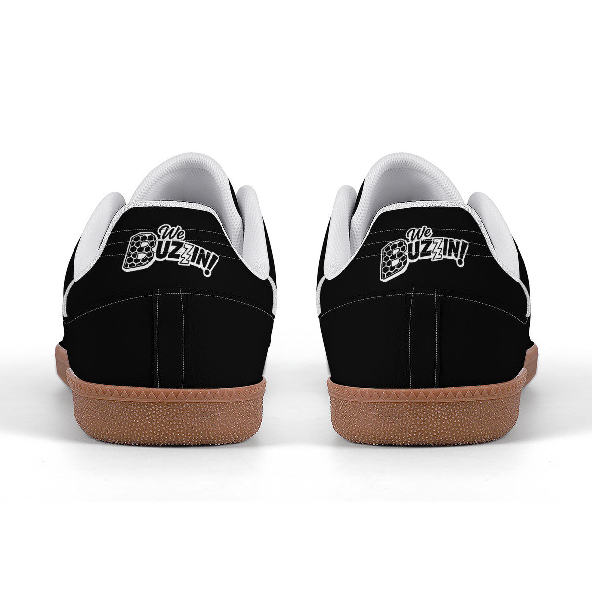 We Buzzin Classic White Retro Court Sneaker — Gum Sole Edition