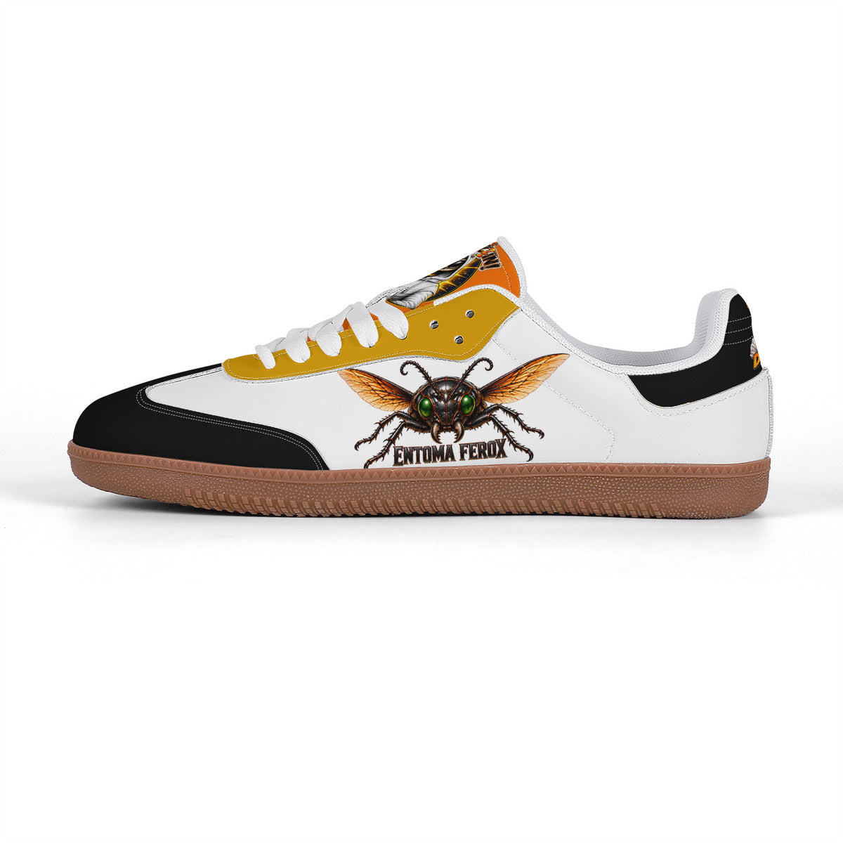 Dr.Beetle We Buzzin White Retro Court Sneaker — Gum Sole Edition