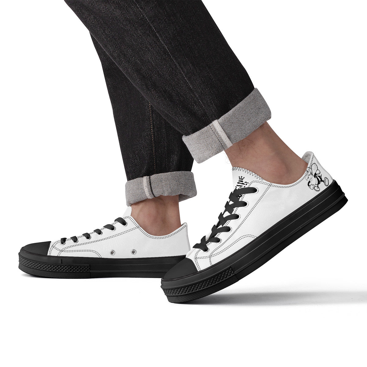 Bee Who U Be Unisex Classic Low Top Canvas Shoes - Black