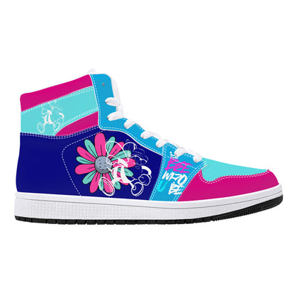 Bee Who U Be High-Top Synthetic Leather Sneakers - White