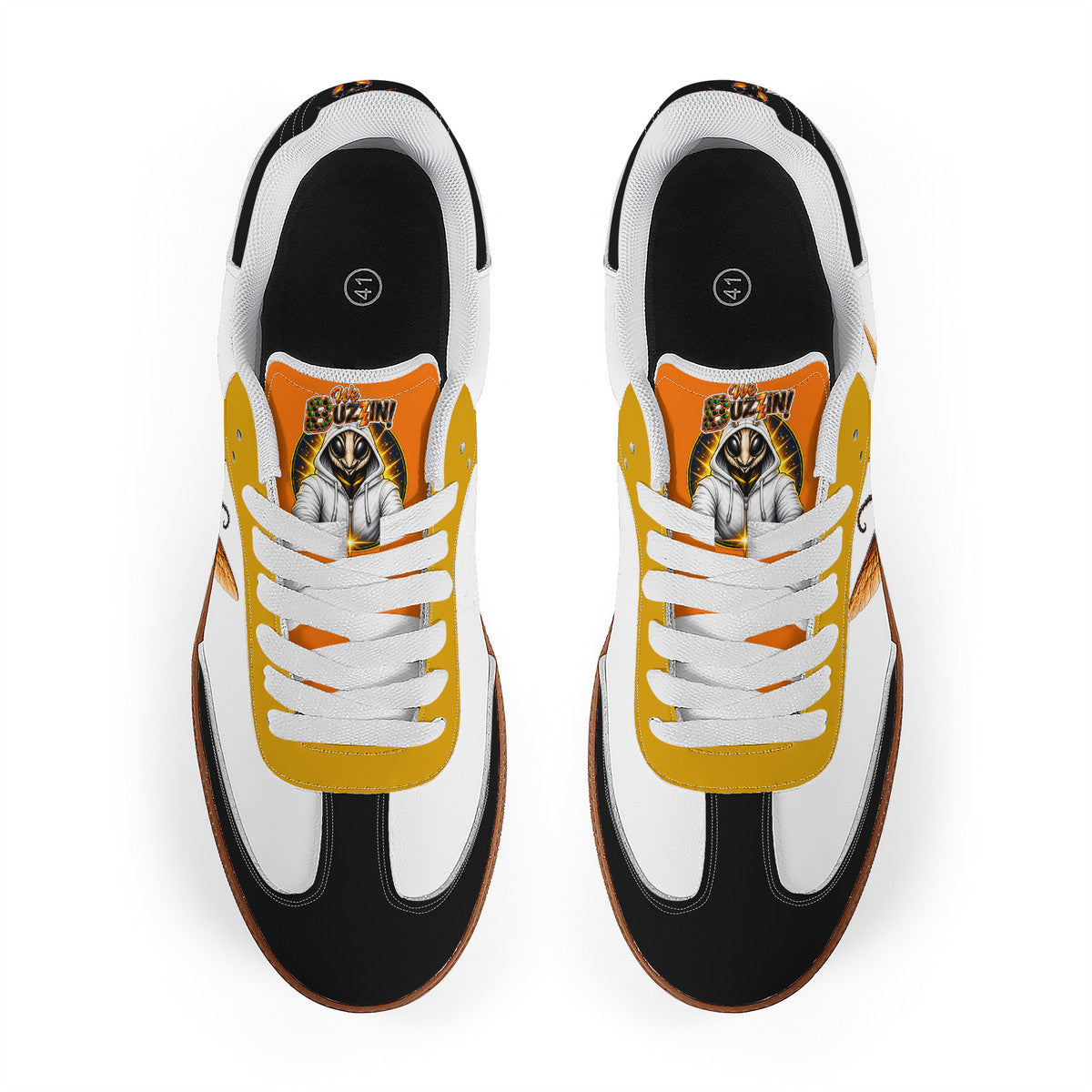 Dr.Beetle We Buzzin White Retro Court Sneaker — Gum Sole Edition