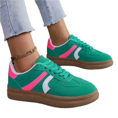 Lace Up Round Toe Contrast Sneakers