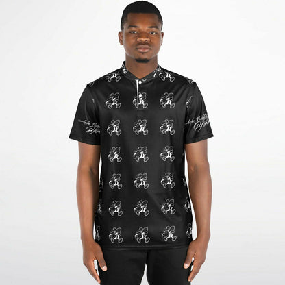 Blk Insct Famili Blade Collar Polo Shirt - AOP