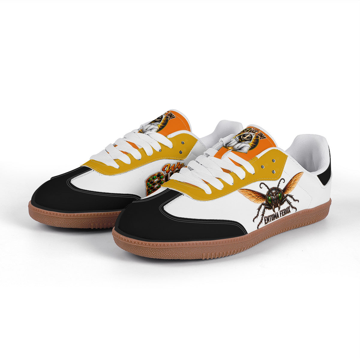 Dr.Beetle We Buzzin White Retro Court Sneaker — Gum Sole Edition