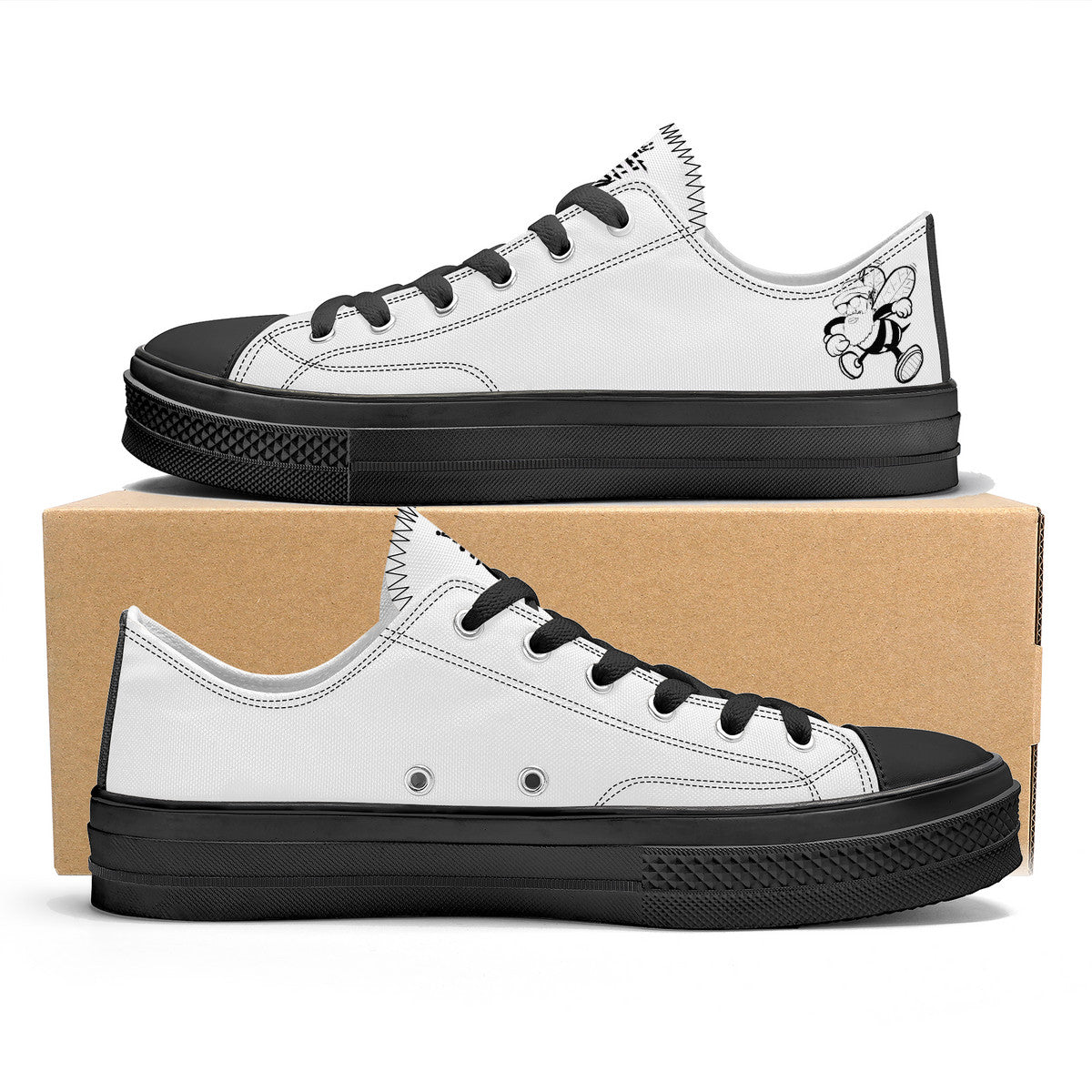 Bee Who U Be Unisex Classic Low Top Canvas Shoes - Black