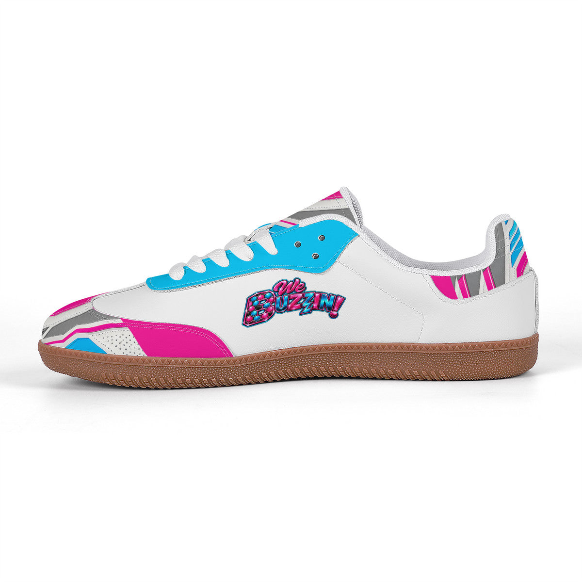 We Buzzin Praying Jenn Classic Retro Court Sneaker — Gum Sole Edition