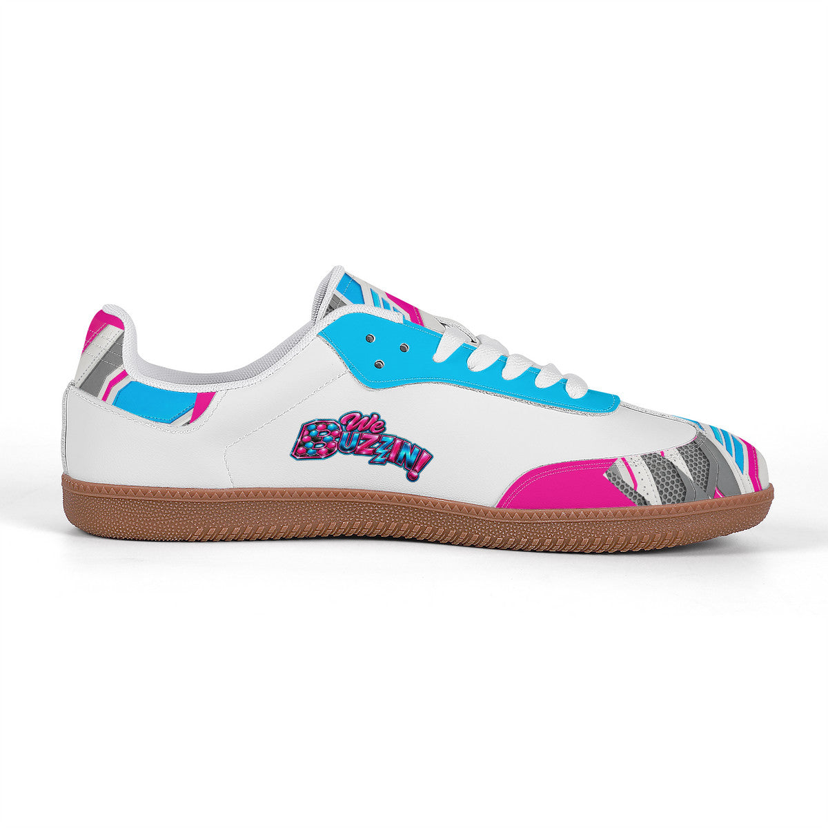 We Buzzin Praying Jenn Classic Retro Court Sneaker — Gum Sole Edition