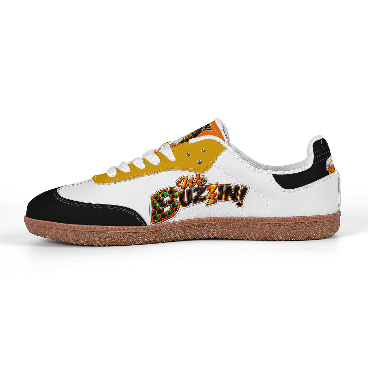 Dr.Beetle We Buzzin White Retro Court Sneaker — Gum Sole Edition