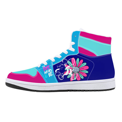 Bee Who U Be High-Top Synthetic Leather Sneakers - White