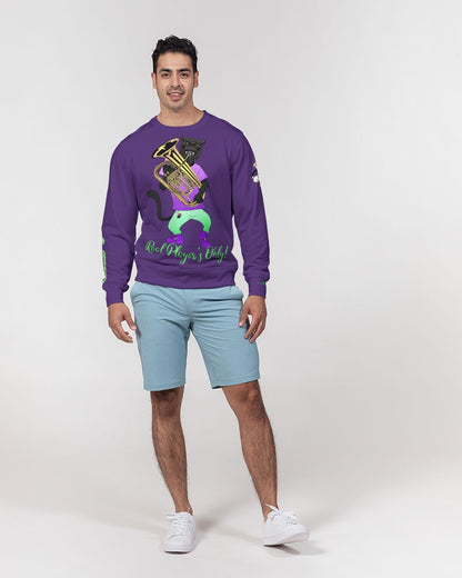 Dhis Horn Rght Here Purple NeonGreen Men's Classic French Terry Crewneck Pullover