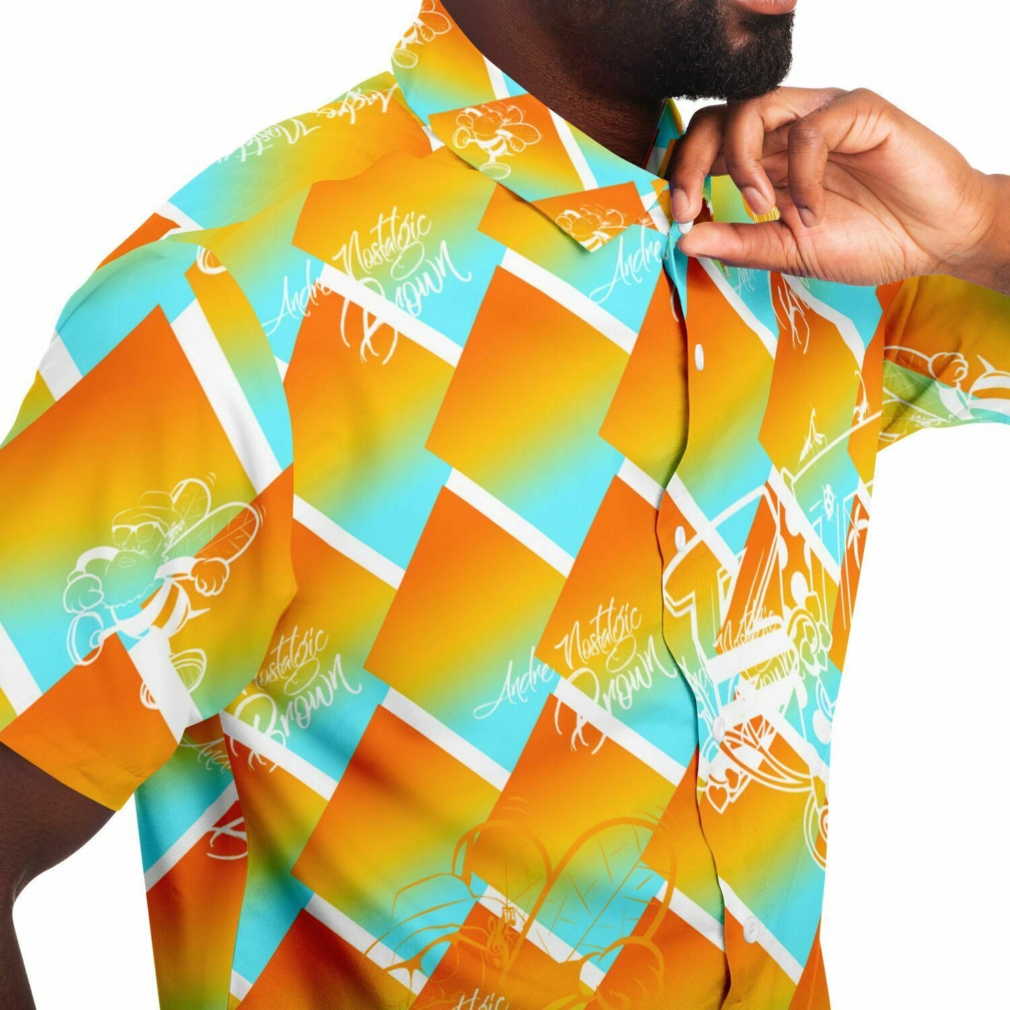 Black Insect Famili Short Sleeve Button Down Shirt - AOP