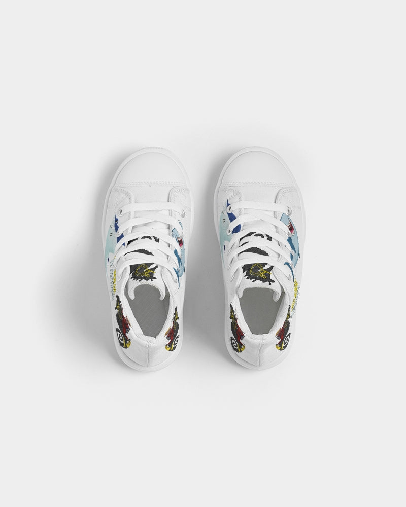 Sea Horse Riding  Kids Hightop Canvas Shoe