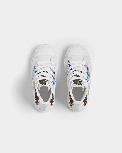 Sea Horse Riding  Kids Hightop Canvas Shoe