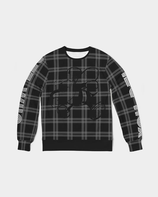 Bee Who You Bee Plaid Vibes Black and Grey  Men's Classic French Terry Crewneck Pullover
