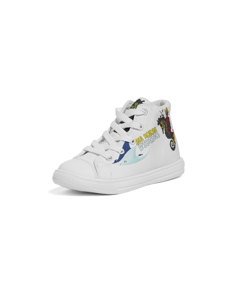 Sea Horse Riding  Kids Hightop Canvas Shoe