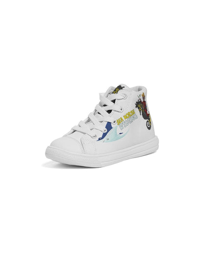 Sea Horse Riding  Kids Hightop Canvas Shoe