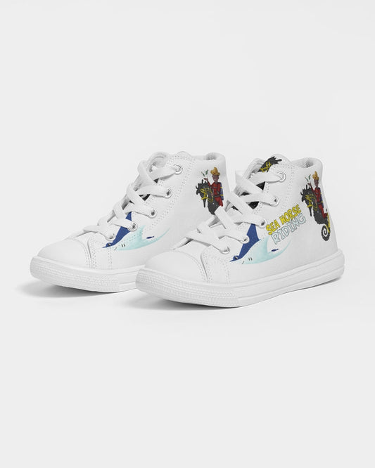 Sea Horse Riding  Kids Hightop Canvas Shoe