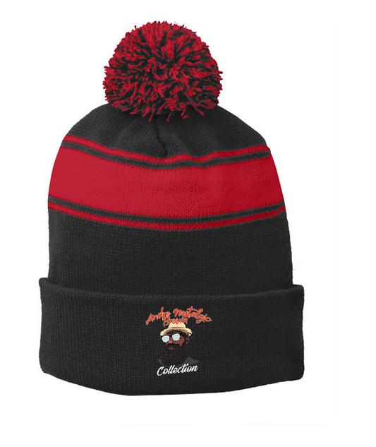 The Original A.N.B  Stripe Pom Pom Beanie Embroidered or Similar
